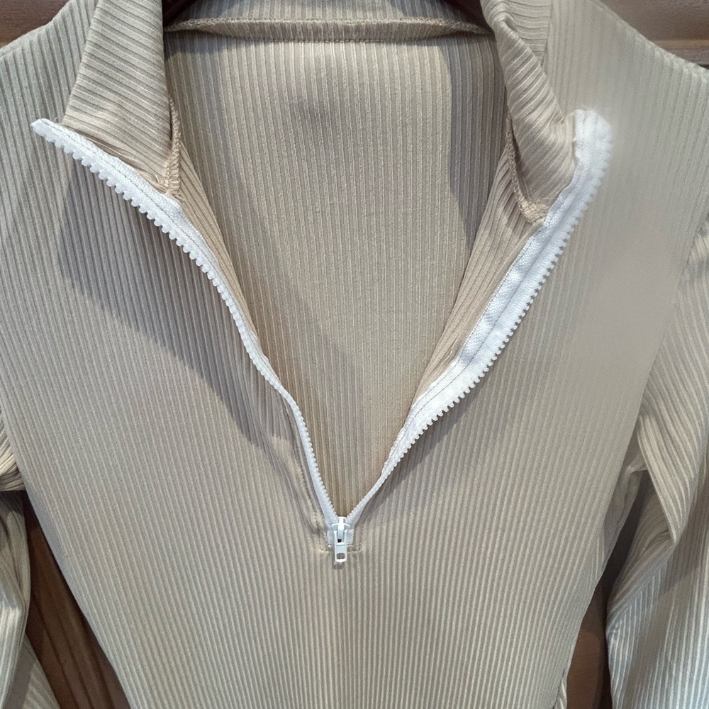Blush Mark Cream Ribbed Zip Front Bodycon Dress Size M - Picture 8 of 9